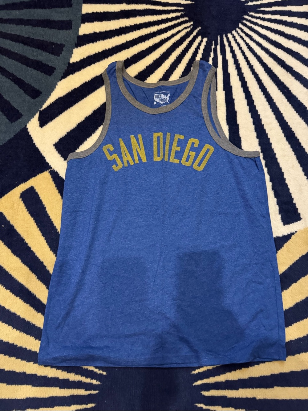 Todd Snyder Blue 'San Diego' Tank Top with Gray Trim